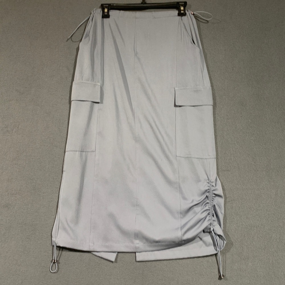 HYFVE Women's Blue Cargo Midi Parachute Skirt‎ Drawstring Gray Size Small